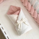 Set lenjerie pentru Patut Bebe din 6 piese Iepuras roz pudra (5)